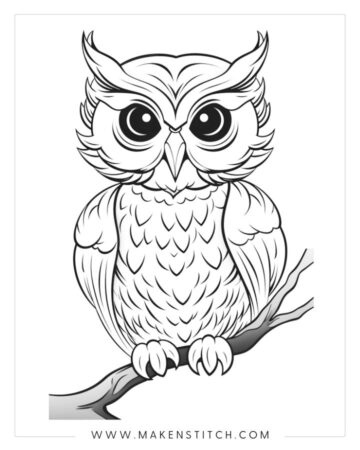 Owls Coloring Pages for Kids and Adults - Makenstitch