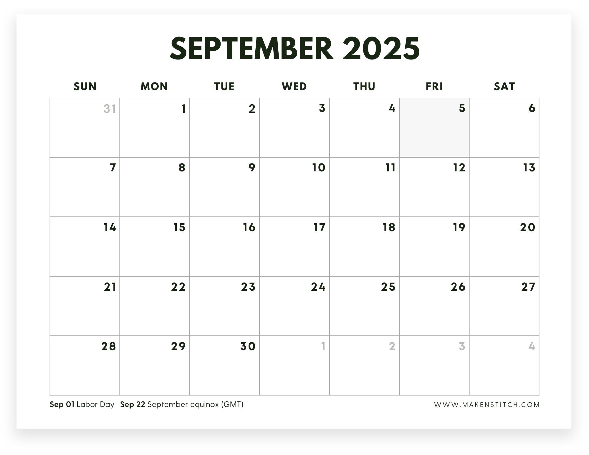 Free september 2025 calendar printables makenstitch