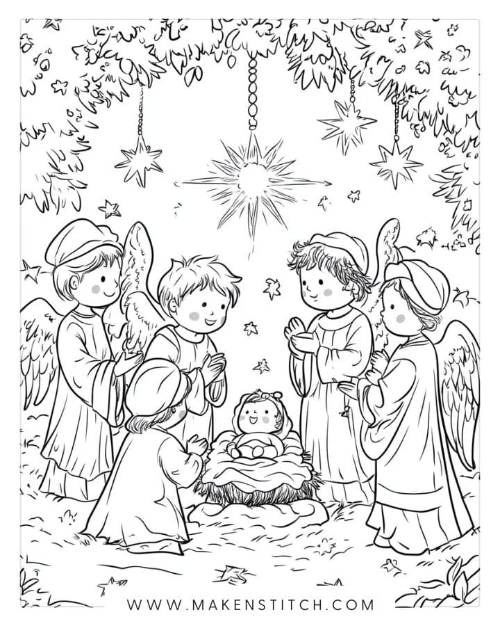 Nativity Coloring Pages Makenstitch