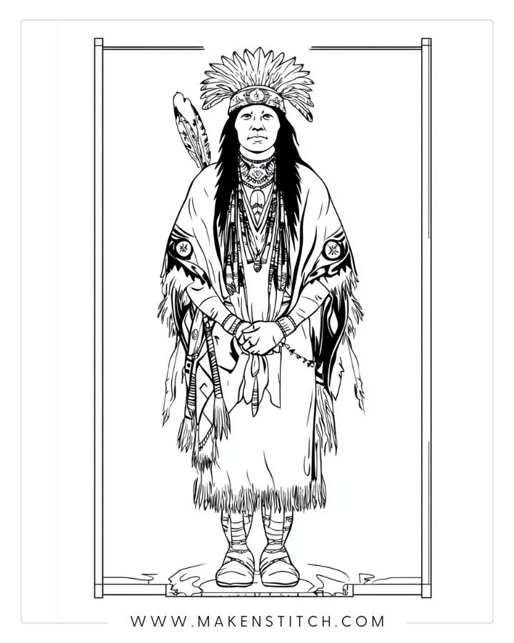 38 Native American Coloring Pages - Makenstitch