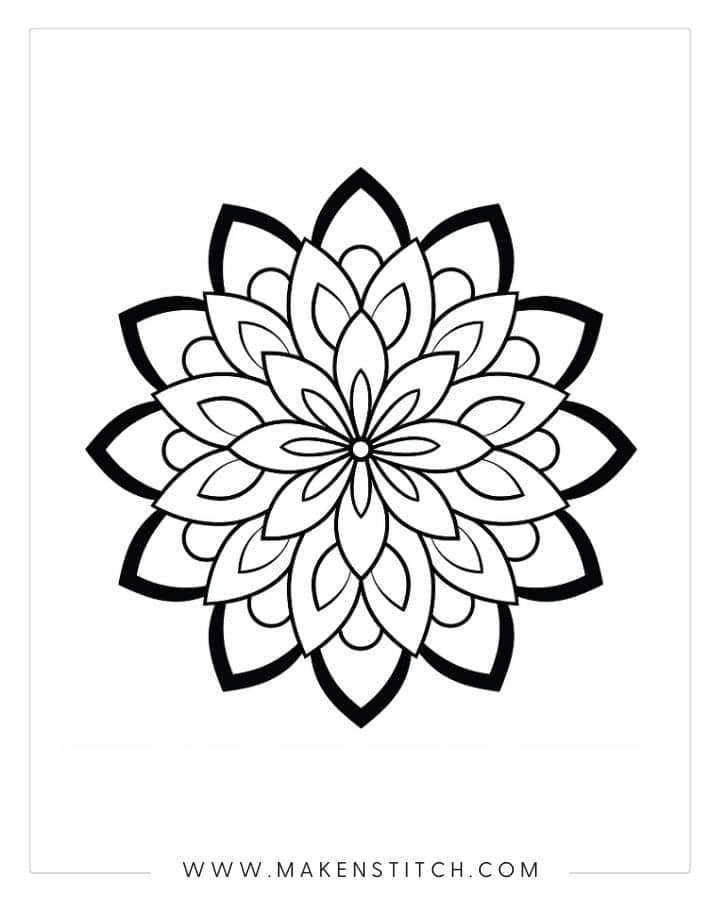 15 Page Printable Mandala Coloring Book Flower Mandala Design
