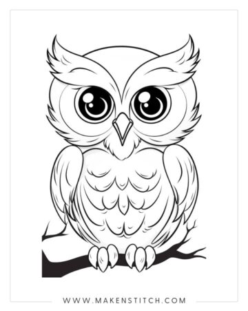 Owls Coloring Pages for Kids and Adults - Makenstitch