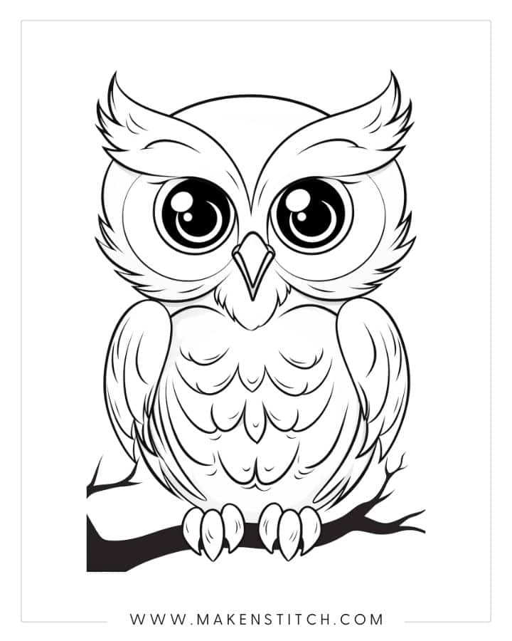 Owls Coloring Pages for Kids and Adults - Makenstitch