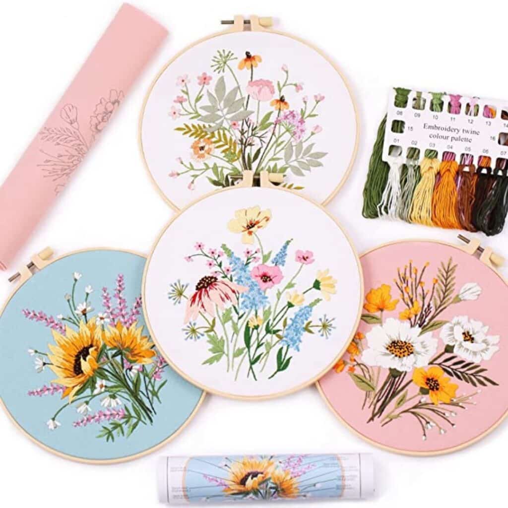 4 Set Embroidery Starter Kit Embroidery Kit for Beginners Adults