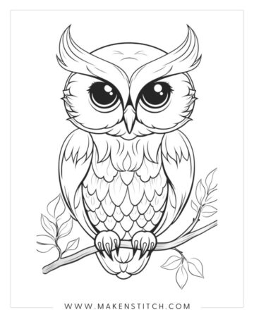 Owls Coloring Pages For Kids And Adults - Makenstitch