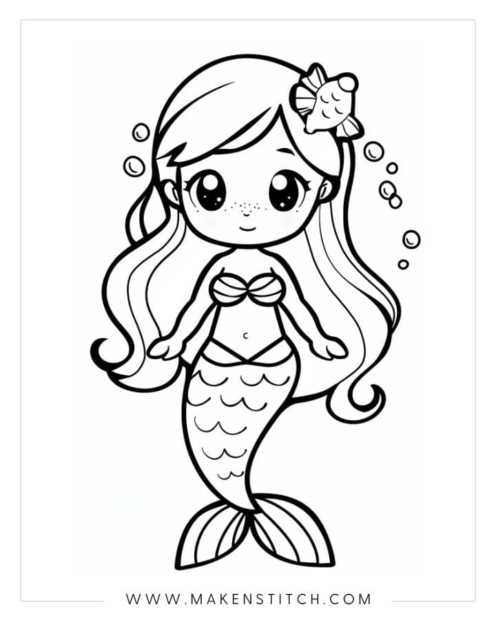 Mermaid Coloring Pages - Makenstitch