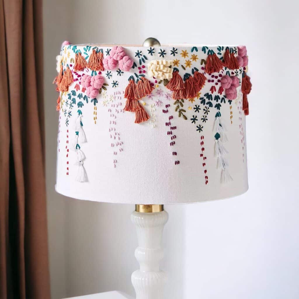 DIY Drum Lampshades  Hand embroidery stitches, Embroidery