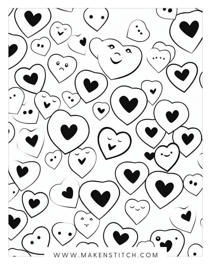 Free Valentine's Heart Coloring Pages for Kids and Adults - Makenstitch