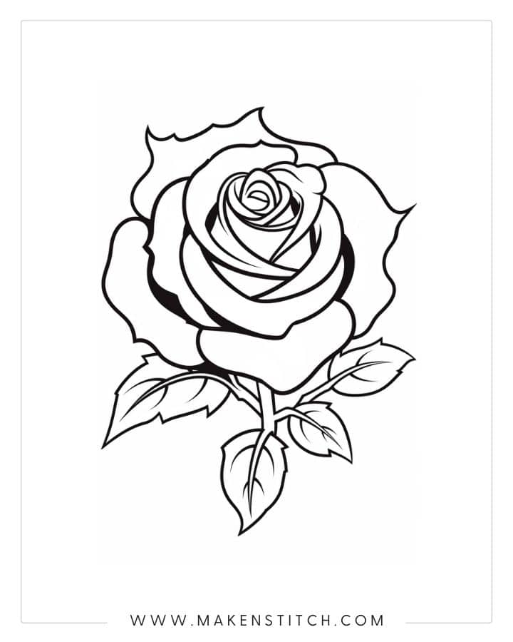 Roses Coloring Pages for Kids and Adults - Makenstitch