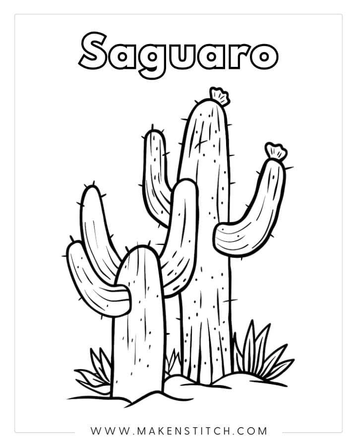 Cactus Coloring Pages - Makenstitch