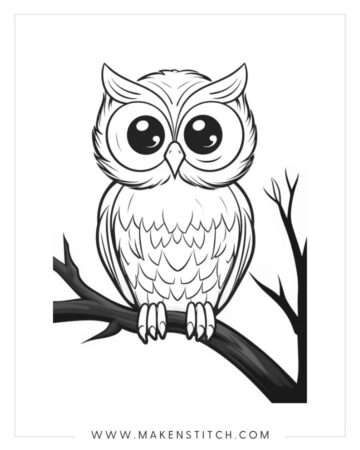 Owls Coloring Pages for Kids and Adults - Makenstitch