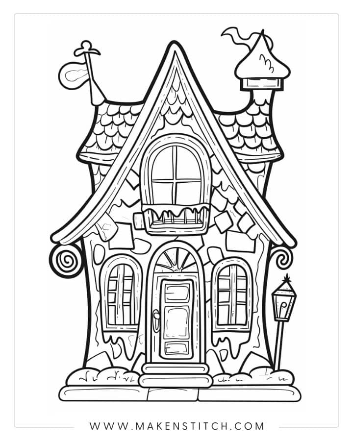 26 Gingerbread House Coloring Pages - Makenstitch