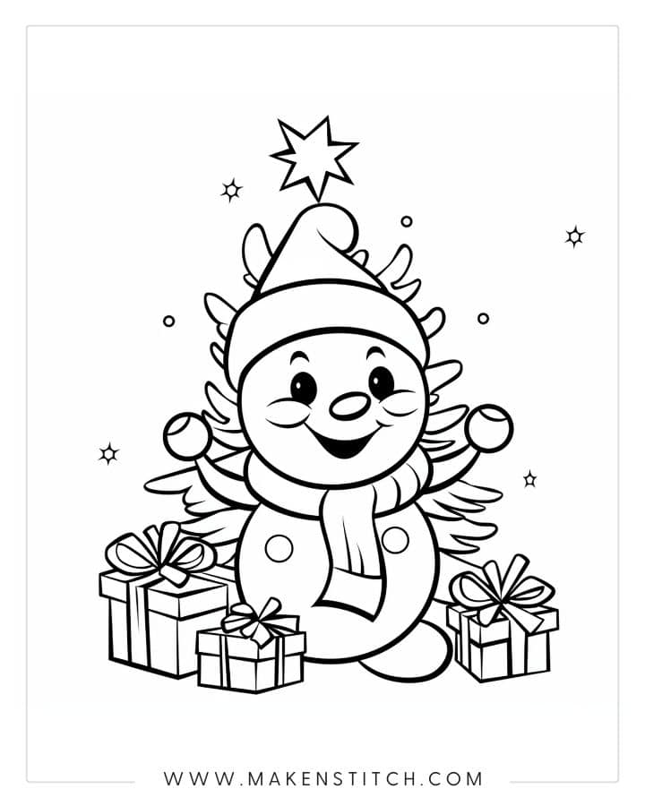 Easy Cute Christmas Coloring Book 10 Pages for Kids 