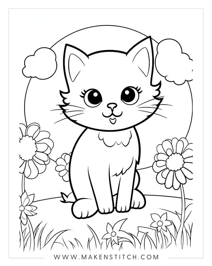 Free Kittens Coloring Pages for Kids and Adults - Makenstitch