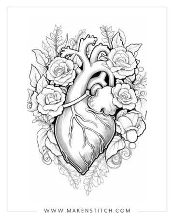 Free Valentine’s Heart Coloring Pages for Kids and Adults - Makenstitch