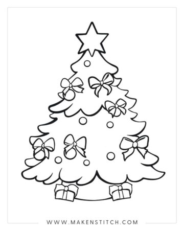 Christmas Tree Coloring Pages For Kids & Adults - Makenstitch