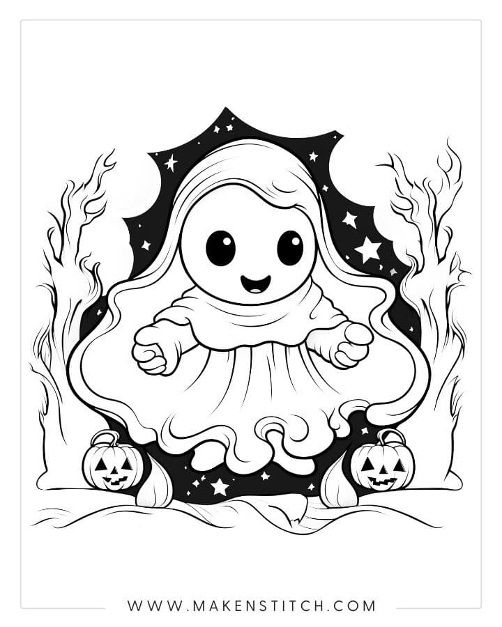 cute halloween ghost coloring pages