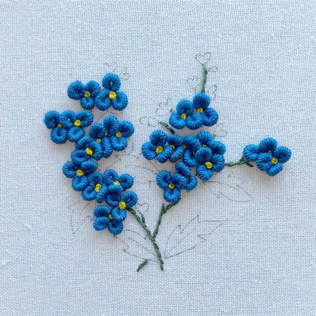 Forget me nots: ribbon embroidery tutorial - Stitch Floral