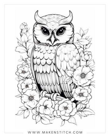 Owls Coloring Pages for Kids and Adults - Makenstitch