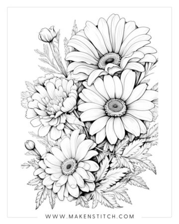 Flower Coloring Pages for Kids and Adults (Free Printables) - Makenstitch