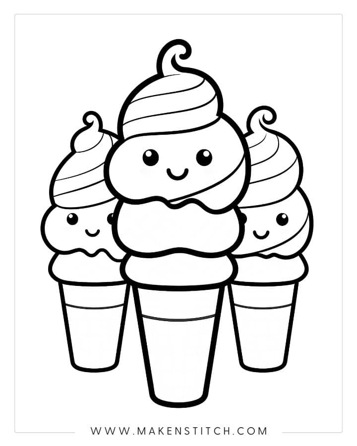 Ice Cream Coloring Pages - Makenstitch
