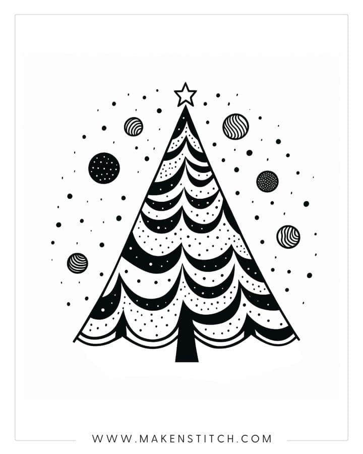 Christmas Tree Coloring Pages for Kids & Adults - Makenstitch
