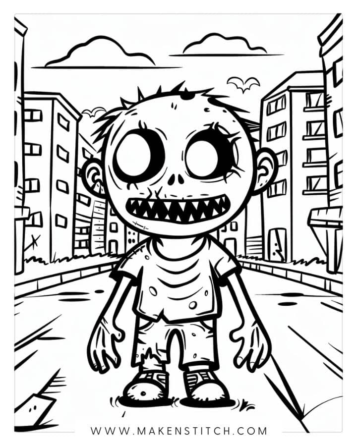 34 Zombie Coloring Pages - Makenstitch