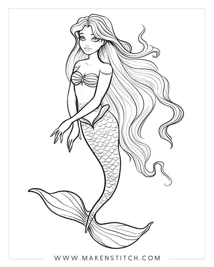 Mermaid Coloring Pages - Makenstitch