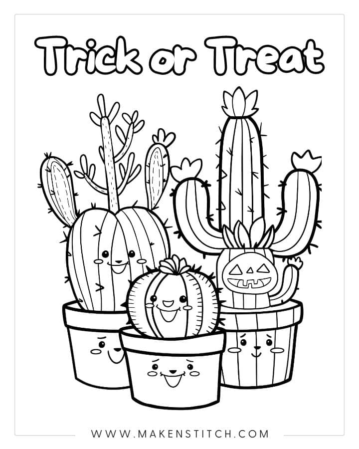 Cactus Coloring Pages - Makenstitch