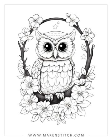 Owls Coloring Pages for Kids and Adults - Makenstitch