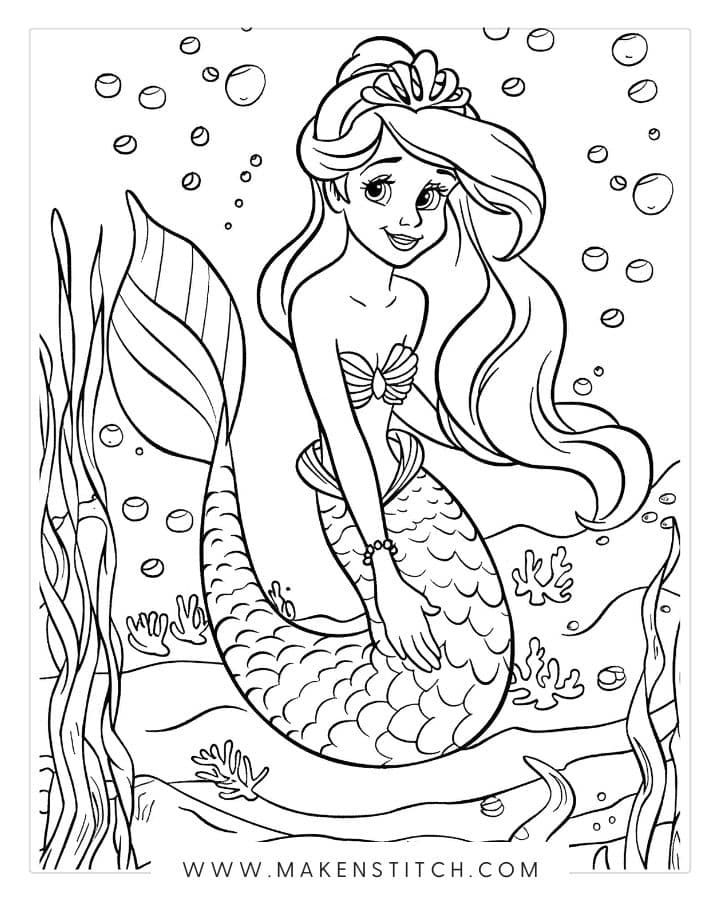 Mermaid Coloring Pages - Makenstitch