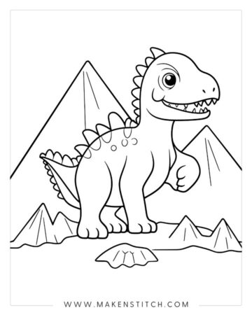 Coloring Pages Dinosaur Theme for Kids and Adults - Makenstitch
