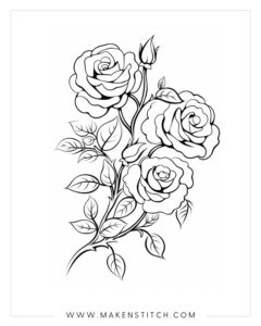 Roses Coloring Pages for Kids and Adults - Makenstitch