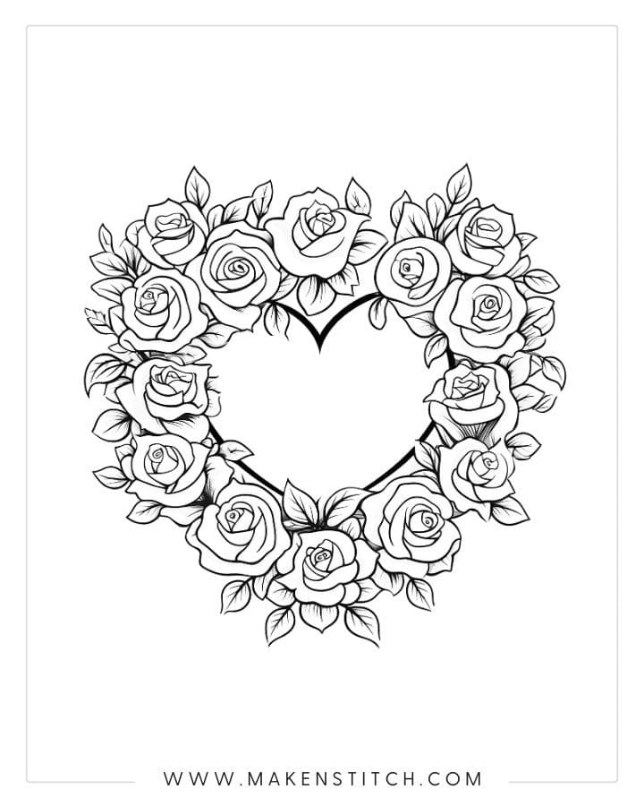 Roses Coloring Pages for Kids and Adults - Makenstitch