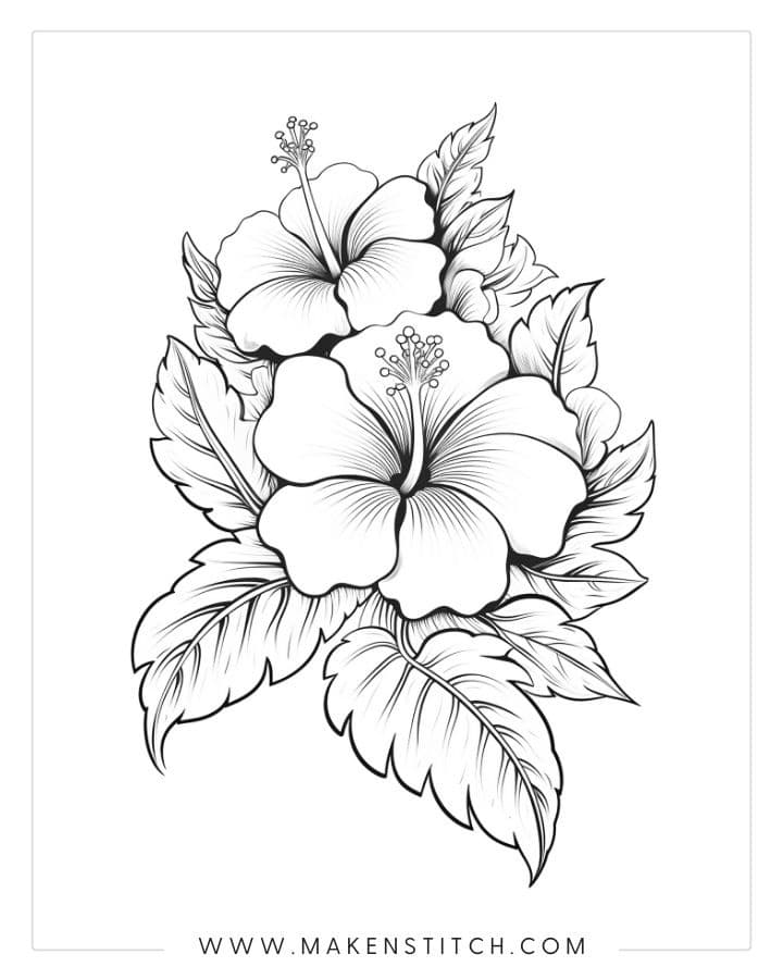 hawaiian flowers printable coloring pages