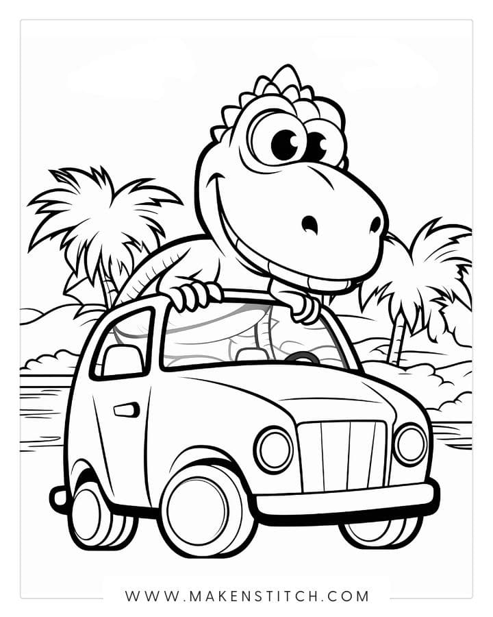 Dinosaur Coloring Pages Makenstitch