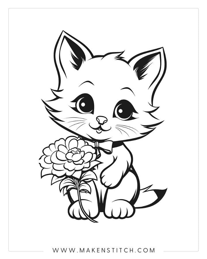 Free Kittens Coloring Pages for Kids and Adults - Makenstitch