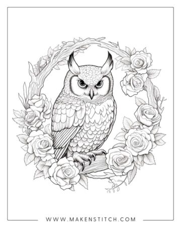 Owls Coloring Pages for Kids and Adults - Makenstitch