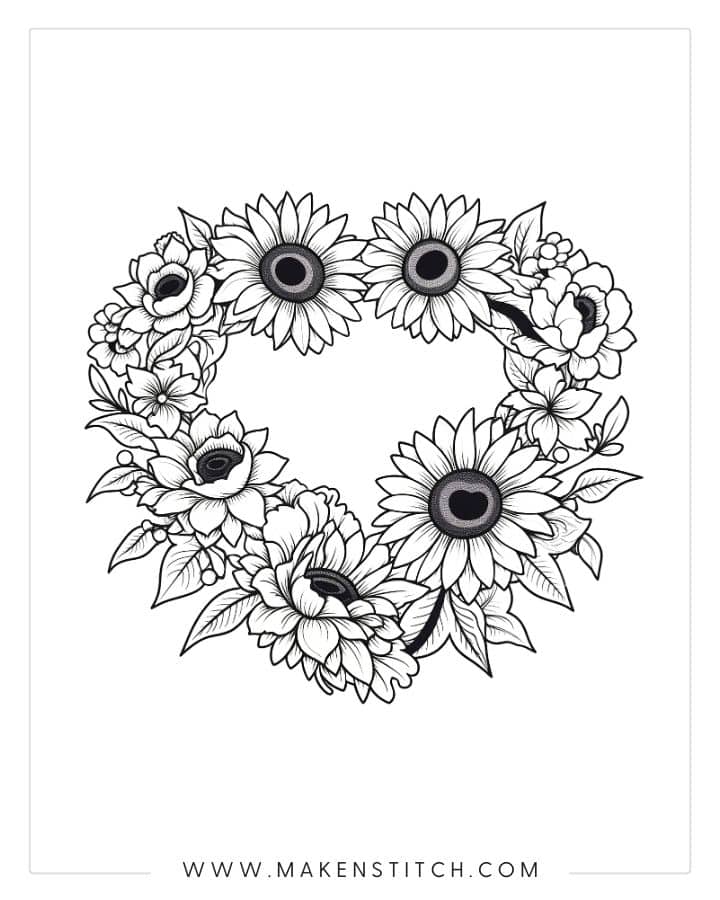 Free Valentine's Heart Coloring Pages for Kids and Adults - Makenstitch