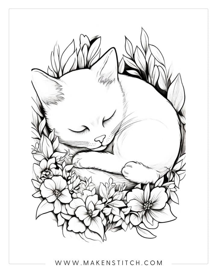 Free Kittens Coloring Pages for Kids and Adults - Makenstitch