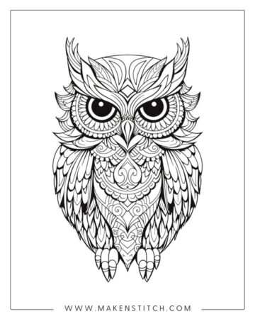 Owls Coloring Pages for Kids and Adults - Makenstitch