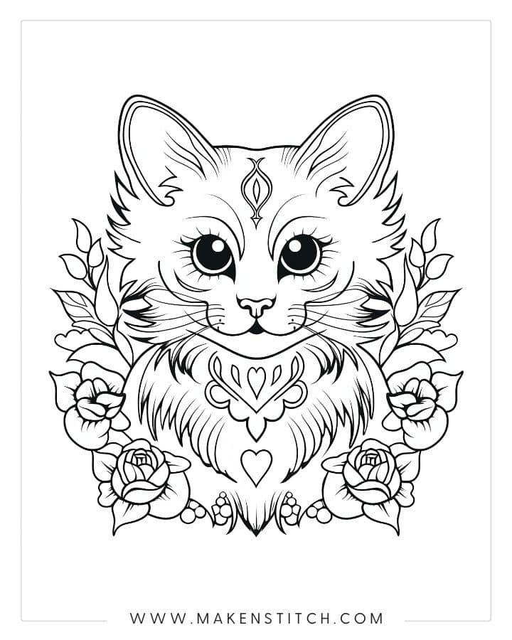 Free Kittens Coloring Pages for Kids and Adults - Makenstitch