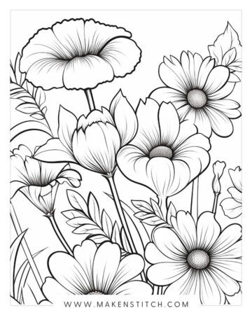 Flower Coloring Pages for Kids and Adults (Free Printables) - Makenstitch