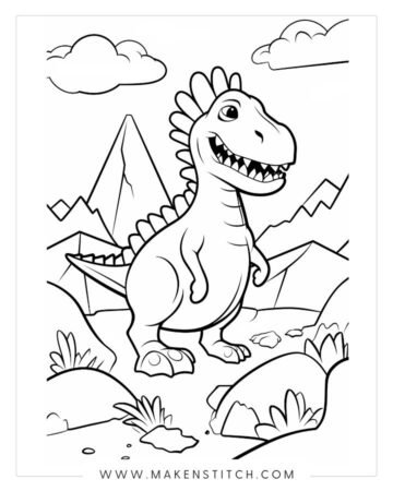 Dinosaur Land Coloring Page Coloring Pages