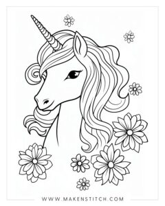 Free Unicorn Coloring Pages for Kids and Adults - Makenstitch