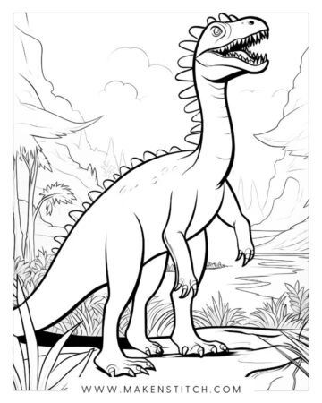 Coloring Pages Dinosaur Theme for Kids and Adults - Makenstitch