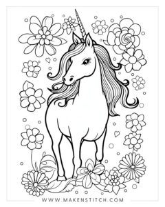 Free Unicorn Coloring Pages for Kids and Adults - Makenstitch