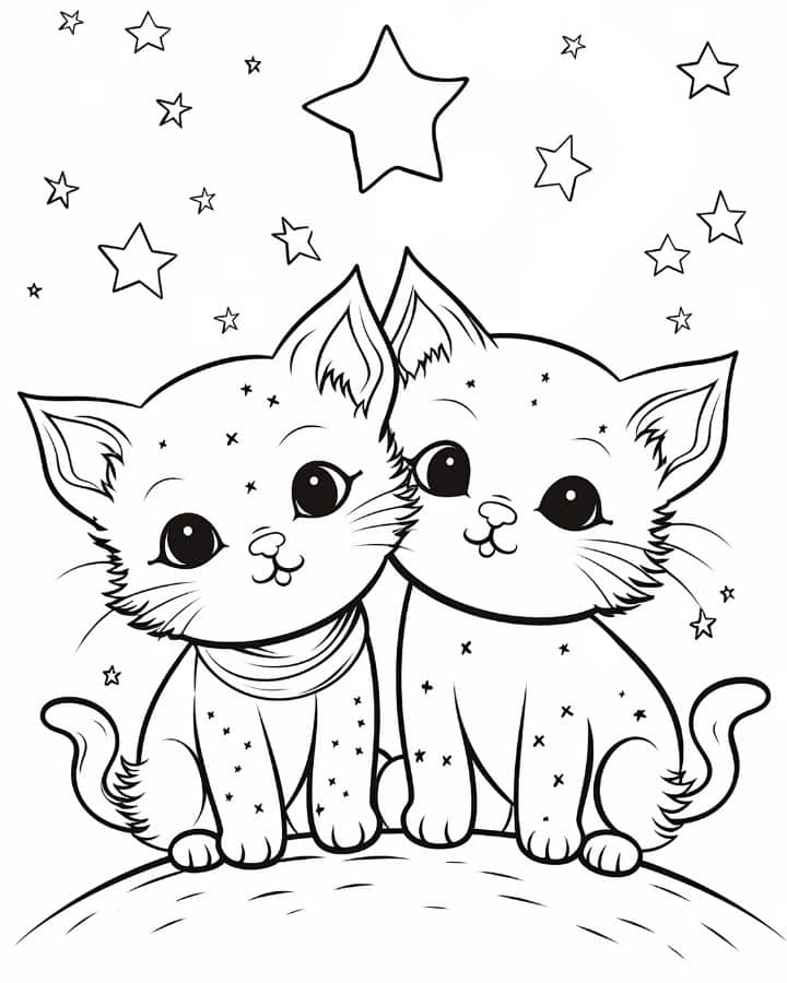 Coloring page outline of cartoon Colorful printable Cute cat