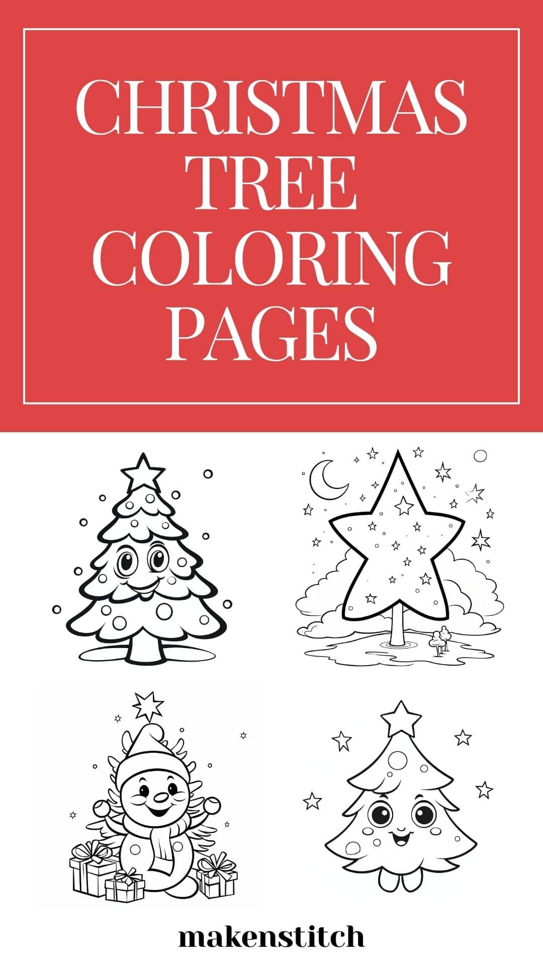 Christmas Tree Coloring Pages for Kids & Adults Makenstitch