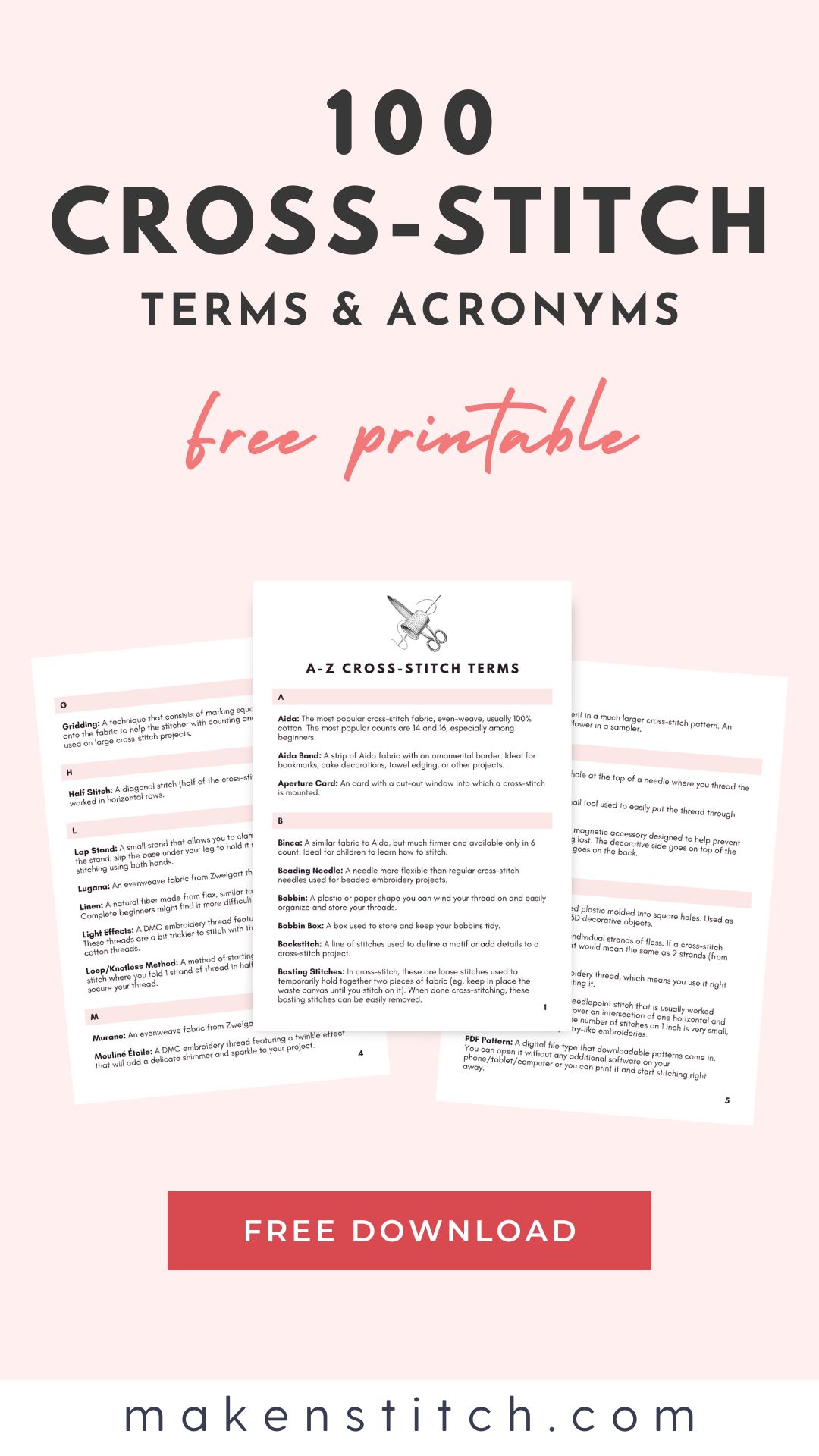 Free Printable Cross Stitch Terms Glossary Makenstitch